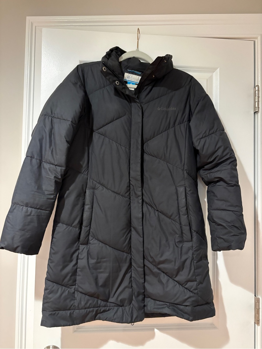 Columbia Women's Black Hooded Long Puffer Jacket